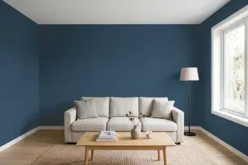 Living room with walls painted Benjamin Moore Gentleman's Gray 2062-20 (simulated)